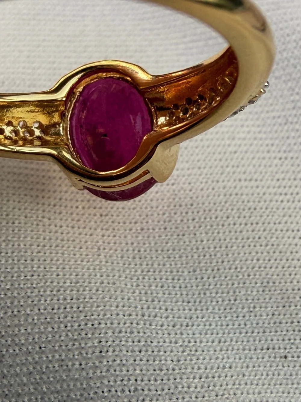 10K Yellow Gold/925 Sterling Silver NW Zircon and Ruby Ring